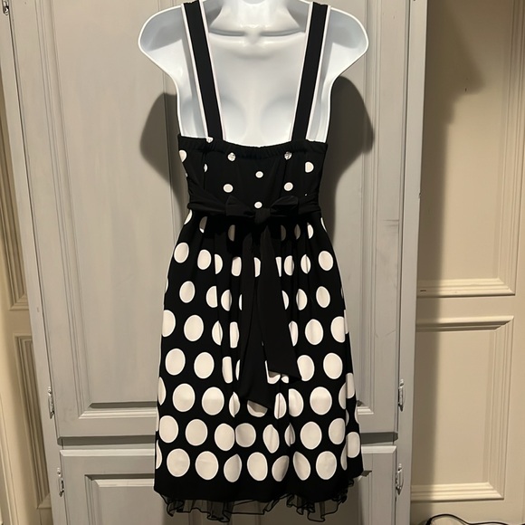 👑Black and white polka dot dress layered look lined skirt - Picture 8 of 13